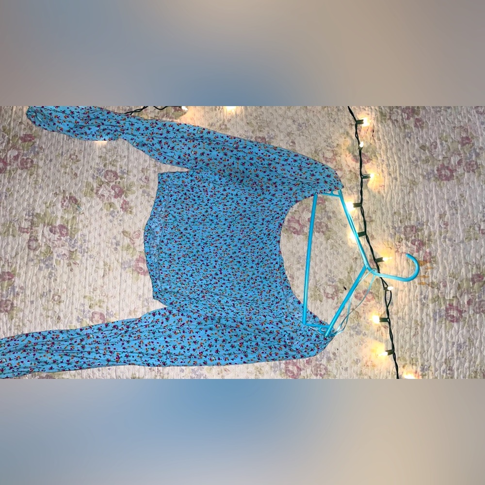 Sadie & Sage Blue Off The Shoulder Crop Top